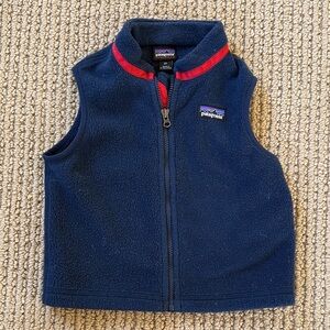 Patagonia Navy Fleece Vest with Red Accent